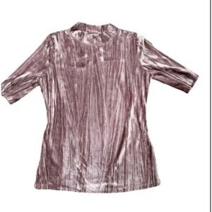 Pilcro Anthropologie Brand XXS Velour Velvet Dusty Rose  Mock Neck‎ Top boho